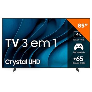 Smart TV 85 polegadas 4K Samsung Crystal UHD, com Gaming Hub, UN85CU8000