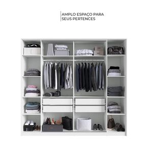 Guarda-Roupa Branco Casal 4 Portas Édez Indus, Espelho