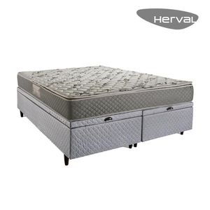 Cama Box Queen Herval Fort Black, Espuma Alto Suporte, 68x158x198 cm