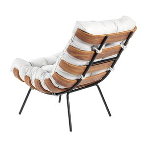 Poltrona Decorativa Sala de Estar Costela Couro Branco G34 - Gran Belo