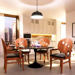 Kit 2 Poltronas Decorativas Sala de Jantar Teseu Madeira Maciça Poliéster Preto/Imbuia G42 - Gran Belo