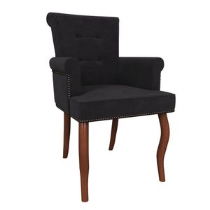 Cadeira Decorativa Sala De Jantar Belford Madeira Veludo Preto G48 - Gran Belo