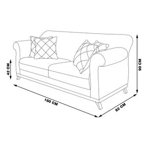 Sofá Decorativo 160cm 2 Lugares com 4 Almofadas Armstrong Veludo Prata G63 - Gran Belo