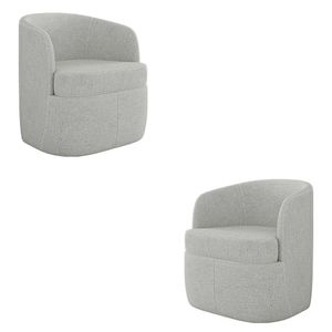 Kit 2 Poltronas Decorativas Design Moderno Bel Sala de Estar Base Giratória Linho Cinza G33 - Gran Belo
