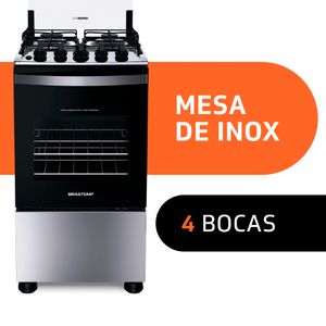 Fogão Brastemp 4 Bocas Inox com Duas Prateleiras com Alturas Ajustáveis   - BFO4NBR