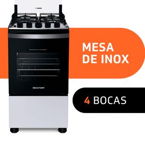 Fogão Brastemp 4 Bocas Branco com dupla chama e grades individuais   - BFO4EBB