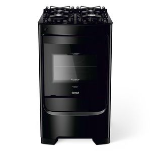 Fogão Consul 4 bocas preto com mesa de vidro e grades individuais super estáveis - CFO4VBE