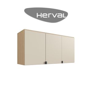 Módulo Aéreo 3 Portas Herval Viel, Cedro e Off White