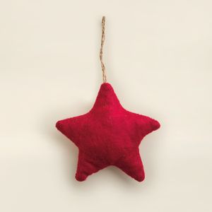 Enfeite de Estrela Tecido Vermelho e Branco 10cm - A\CASA