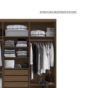 Guarda-Roupa Édez Casal Magnolia, 6 Portas, Nogueira