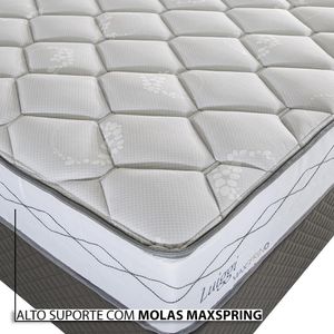 Cama Box Solteiro com Cabeceira Herval Luiggi, 60x88x188 cm, Molas Maxspring, Colchão Auxiliar