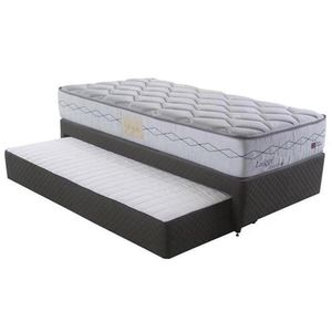 Cama Box Solteiro com Cabeceira Herval Luiggi, 60x88x188 cm, Molas Maxspring, Colchão Auxiliar