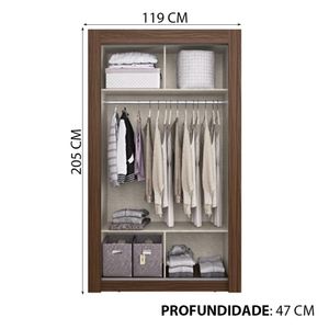 Guarda-Roupa Solteiro 2 Portas de Correr Édez Fig, Nogueira