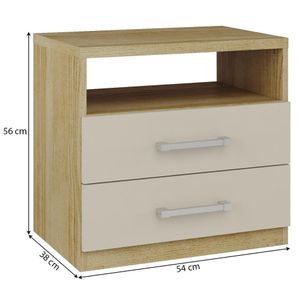 Mesa de Cabeceira Édez Nile, 2 Gavetas, Touch Amêndoa e Siena
