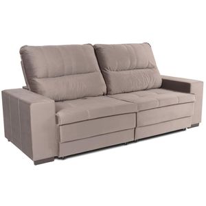 Sofá 3 Lugares Rincão Elantra Veludo Cinza, 230 cm