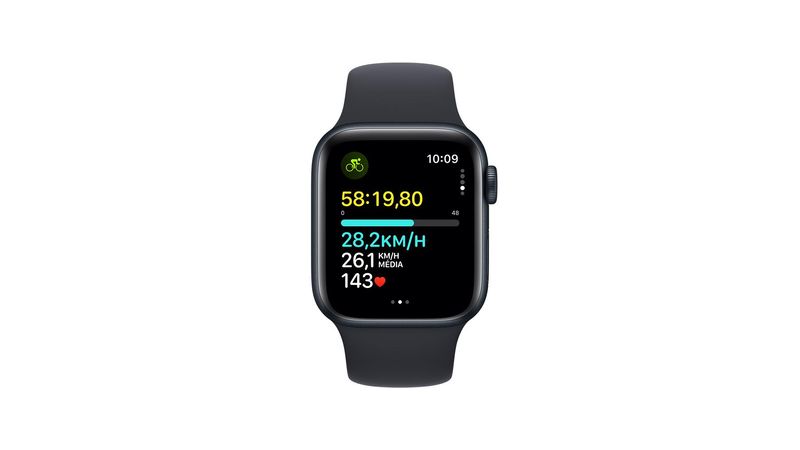 Comprar Apple Watch SE GPS • Caixa meia-noite de alumínio – 44 mm •  Pulseira esportiva meia-noite – P/M - Apple (BR)