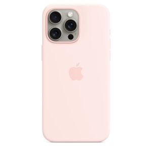 Capa com MagSafe para iPhone 15 Pro Max, Apple, Silicone, Rosa-claro