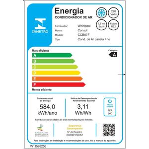 Ar condicionado janela 7500 BTUs Consul frio com design moderno - CCB07FB