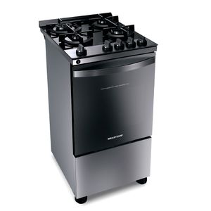 Fogão Brastemp 4 Bocas Inox com mesa de vidro, dupla chama e grill elétrico - BFO4VBR